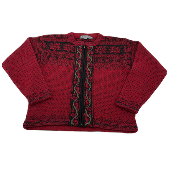 Icelandic Design Wool Cardigan Sweater Womens Medium Red - Picture 1 of 7